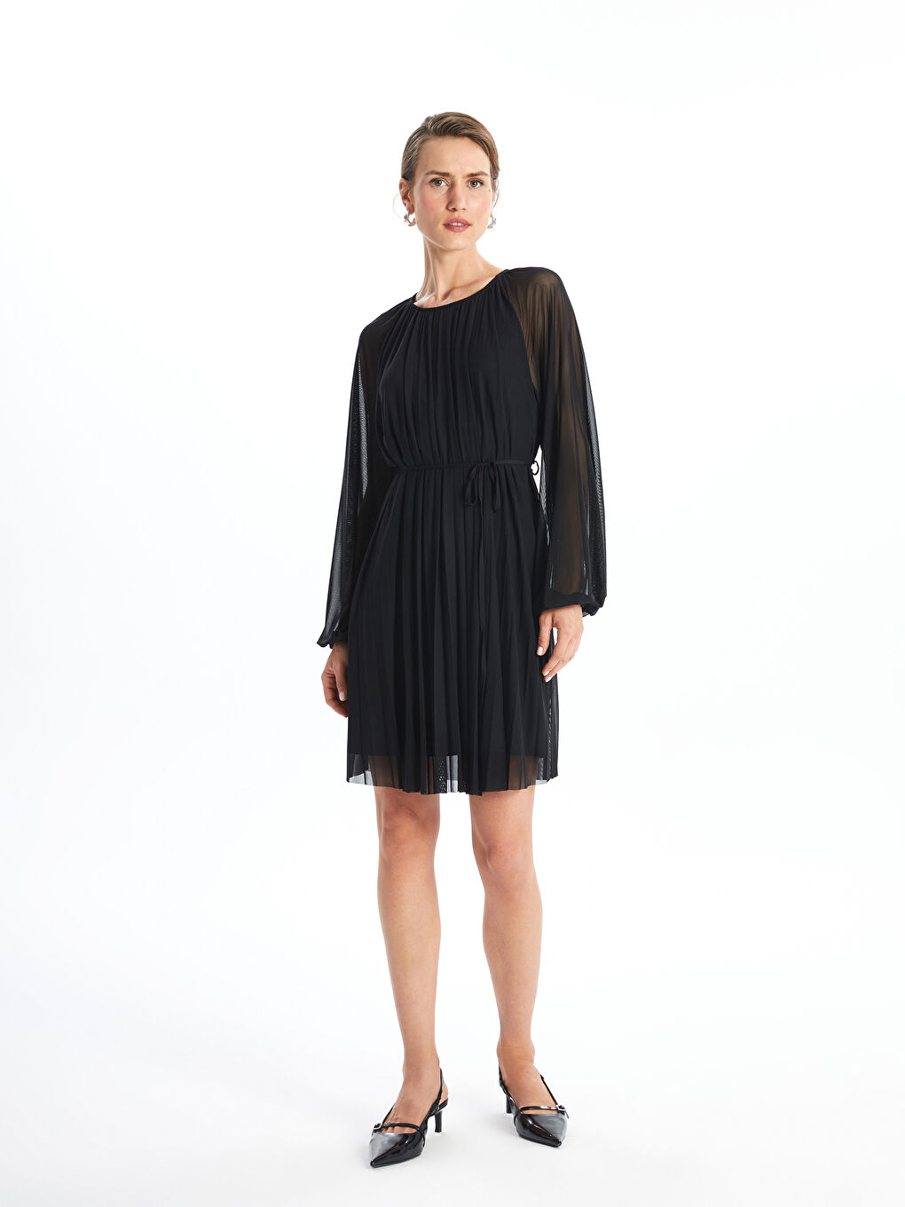 LC Waikiki Crew Neck Women's Chiffon Dress -W4GE91Z8-CVL