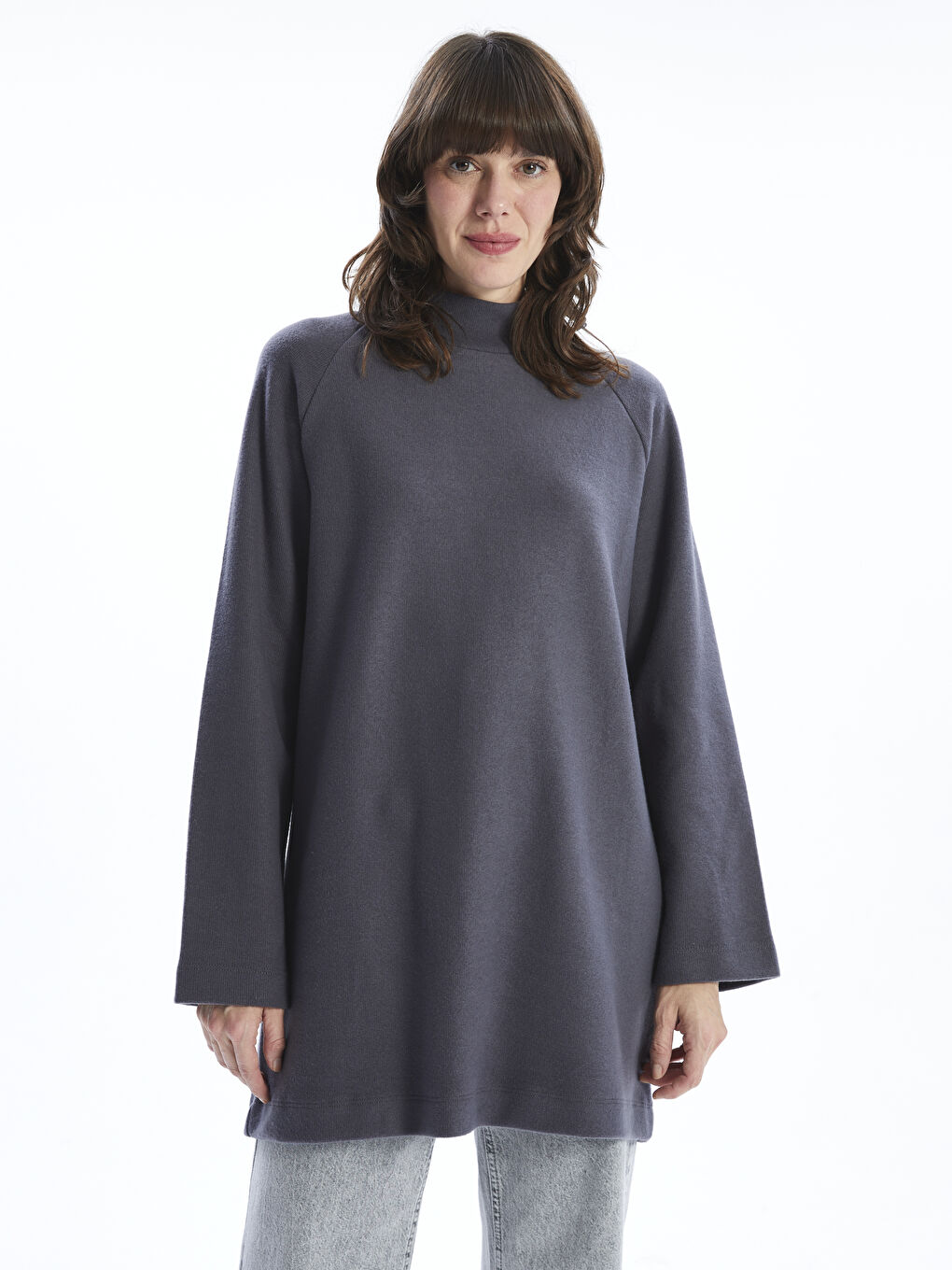 Half Turtleneck Raglan Sleeve Women's Sweatshirt Tunic -W4GF17Z8-VDL