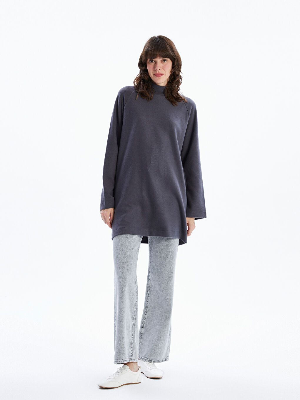 Half Turtleneck Raglan Sleeve Women's Sweatshirt Tunic -W4GF17Z8-VDL
