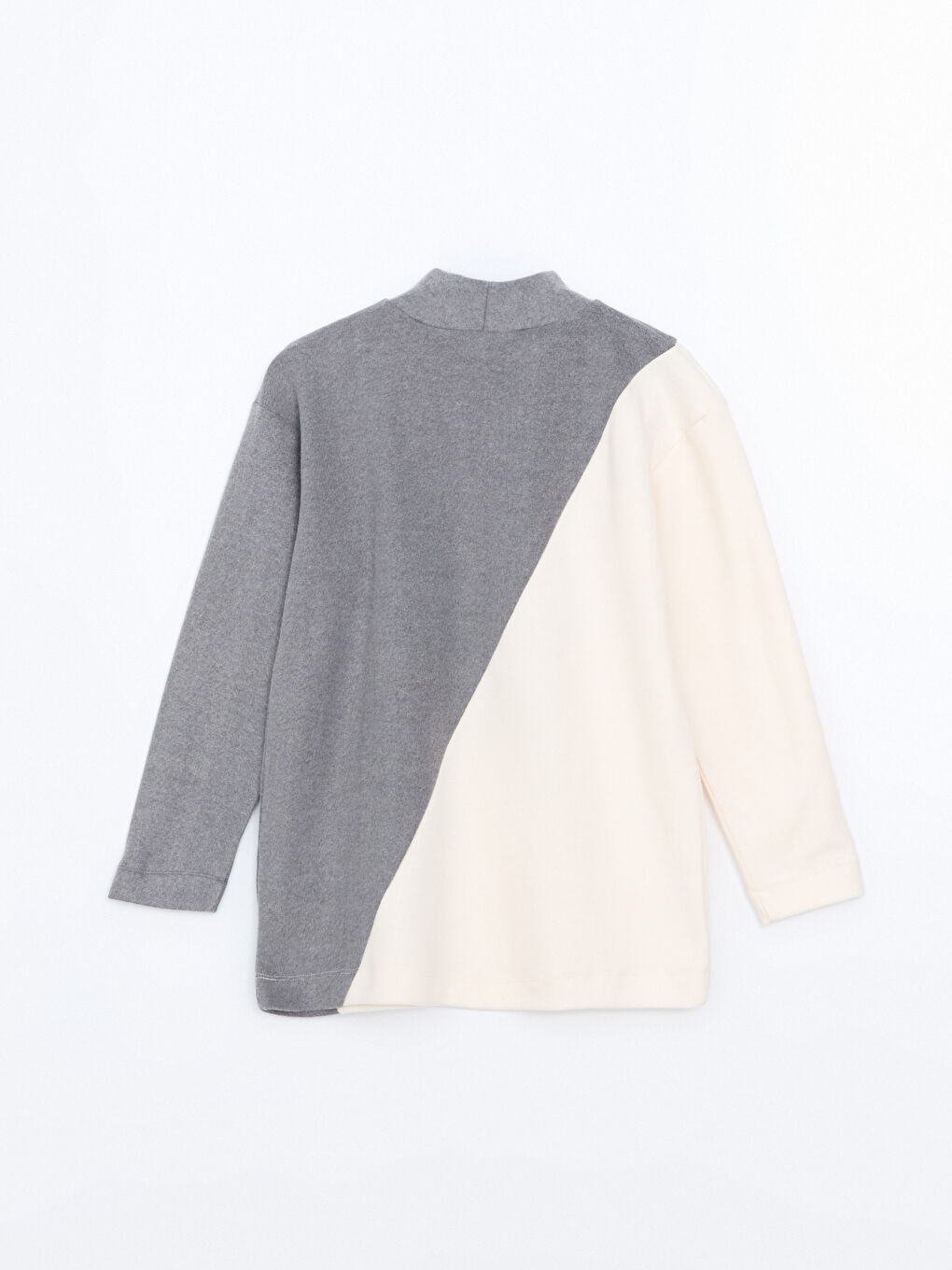 Antrasit Dik Yaka Renk Bloklu Kadın Tunik-5