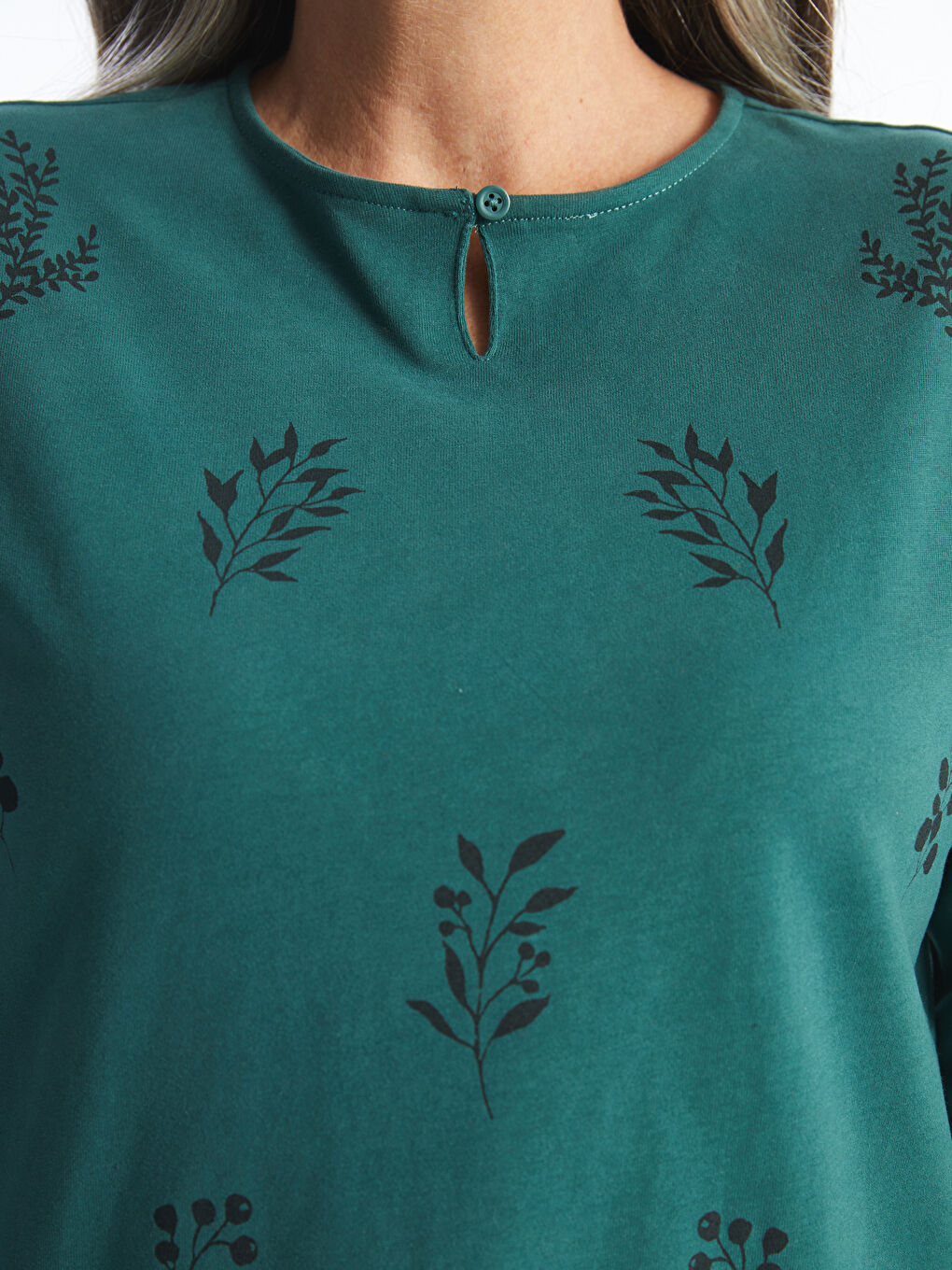 LCW Grace Crew Neck Patterned Women's Blouse -W4GF25Z8-HRB