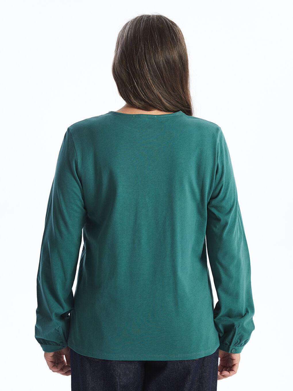 LCW Grace Crew Neck Patterned Women's Blouse -W4GF25Z8-HRB