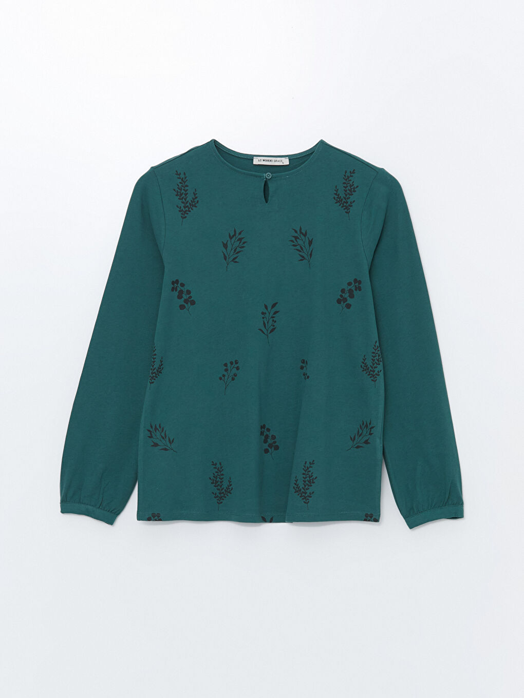 LCW Grace Crew Neck Patterned Women's Blouse -W4GF25Z8-HRB