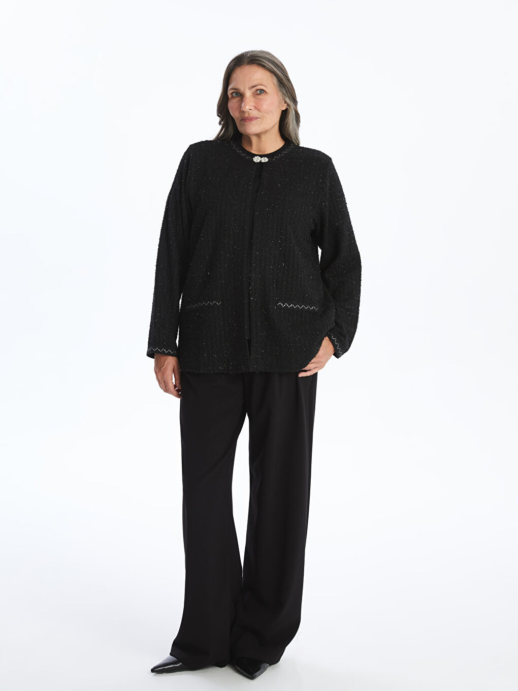 LCW Grace Crew Neck Women's Cardigan -W4GF30Z8-MHS
