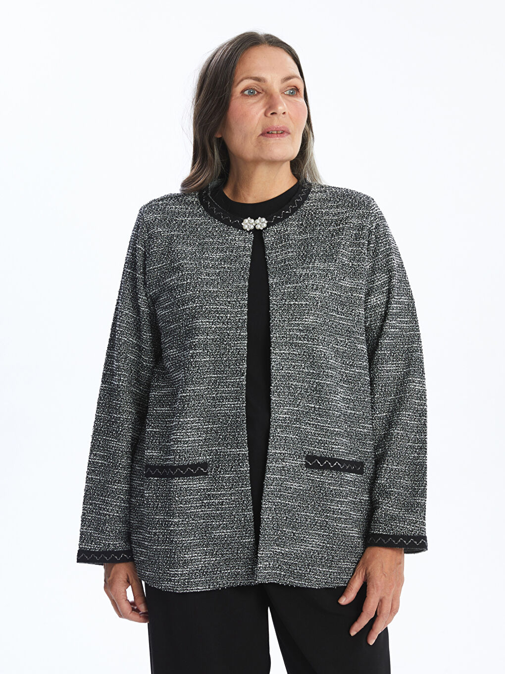 Crew Neck Women's Cardigan -W4GF30Z8-MKJ