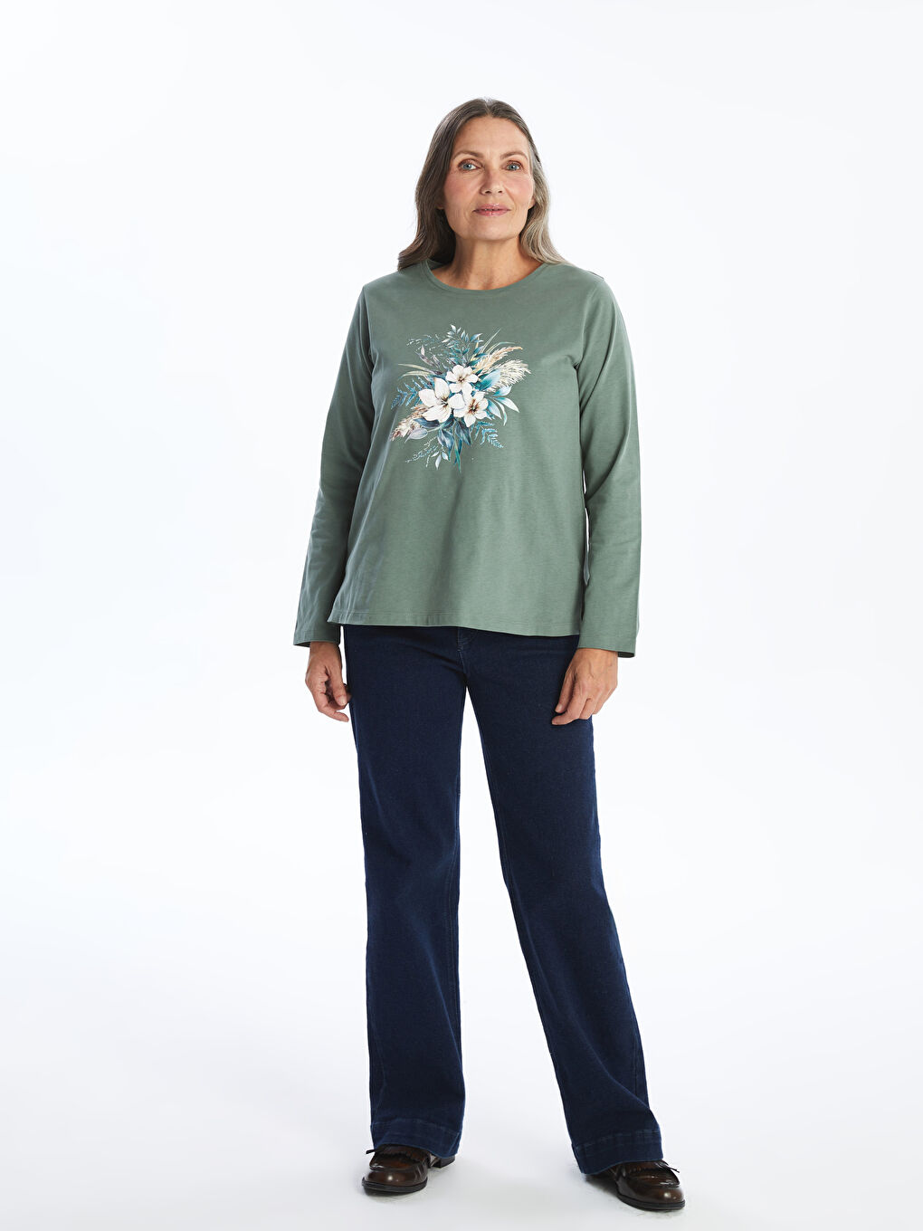 LCW Grace Rundhalsausschnitt Blumiges T-Shirt für Damen -W4GF31Z8-GQQ