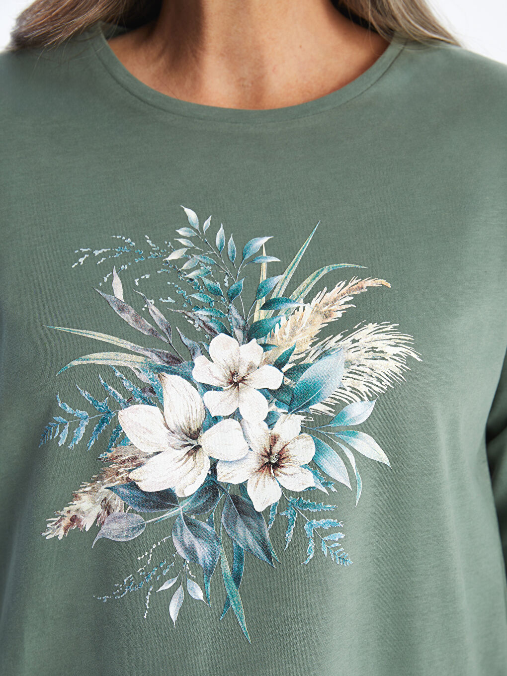 LCW Grace Rundhalsausschnitt Blumiges T-Shirt für Damen -W4GF31Z8-GQQ