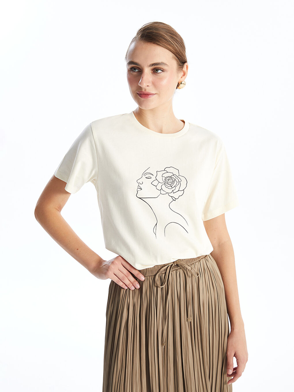 Crew Neck Printed Women's T-Shirt