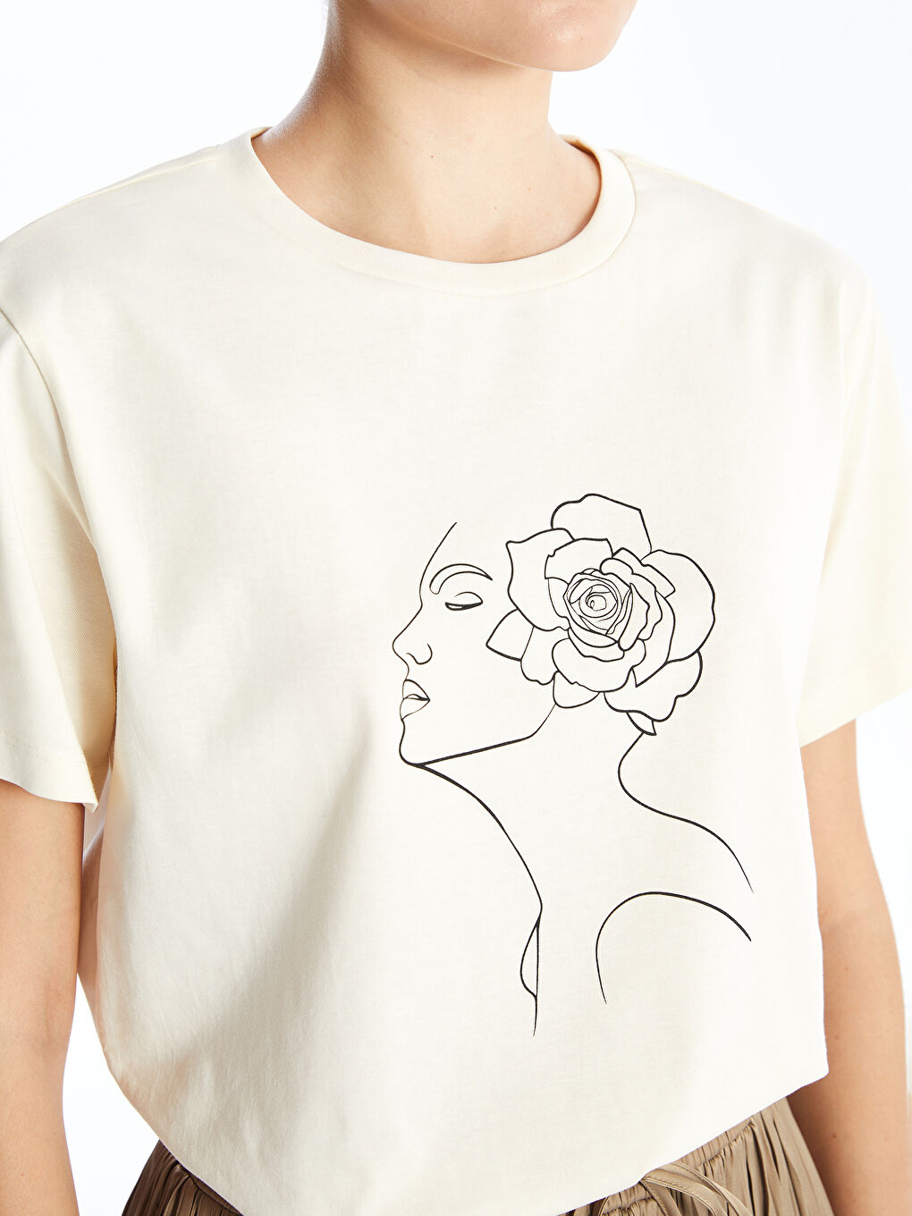 Crew Neck Printed Women's T-Shirt-2