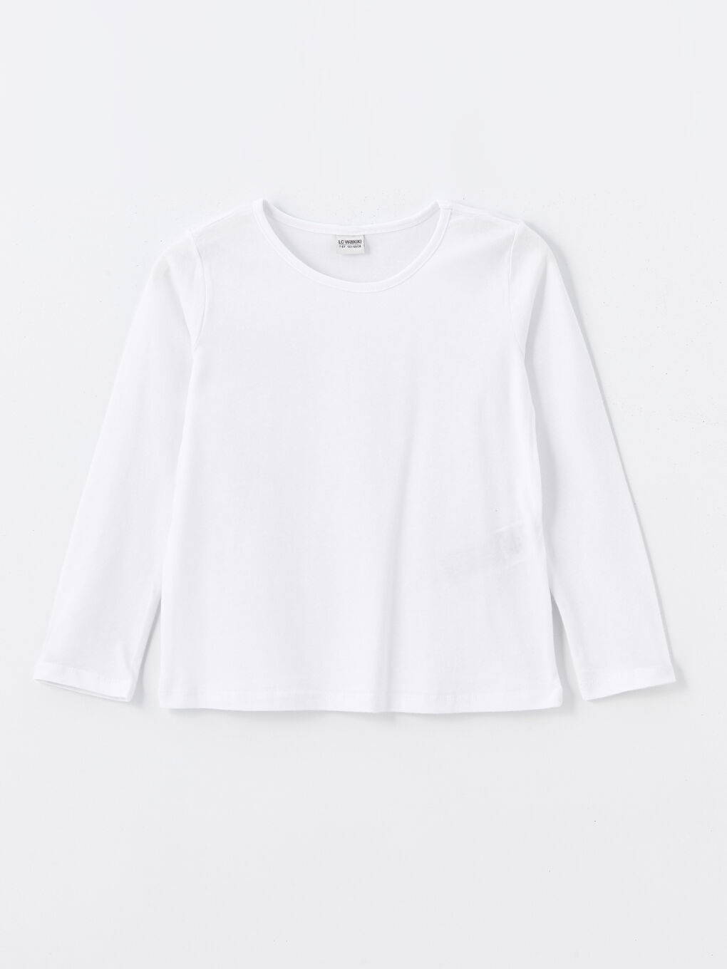 Beyaz Bisiklet Yaka Basic Uzun Kollu Kız Çocuk Tişört