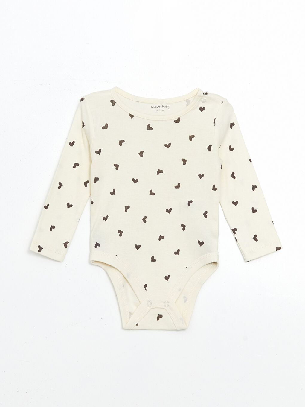 Ekru Baskılı Kız Bebek Çıtçıtlı Body