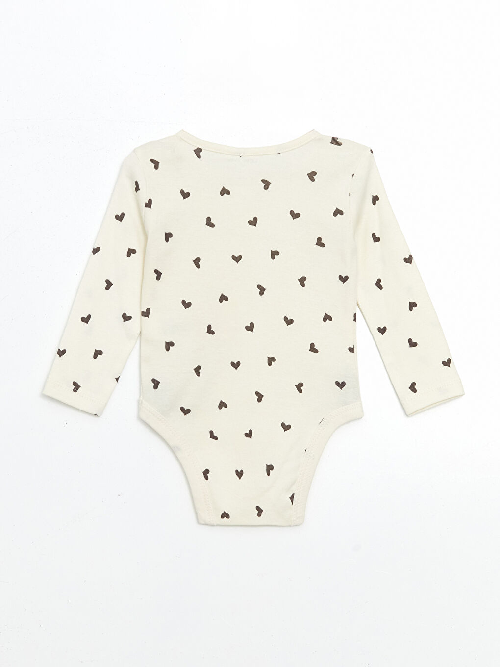 Ekru Baskılı Kız Bebek Çıtçıtlı Body-1