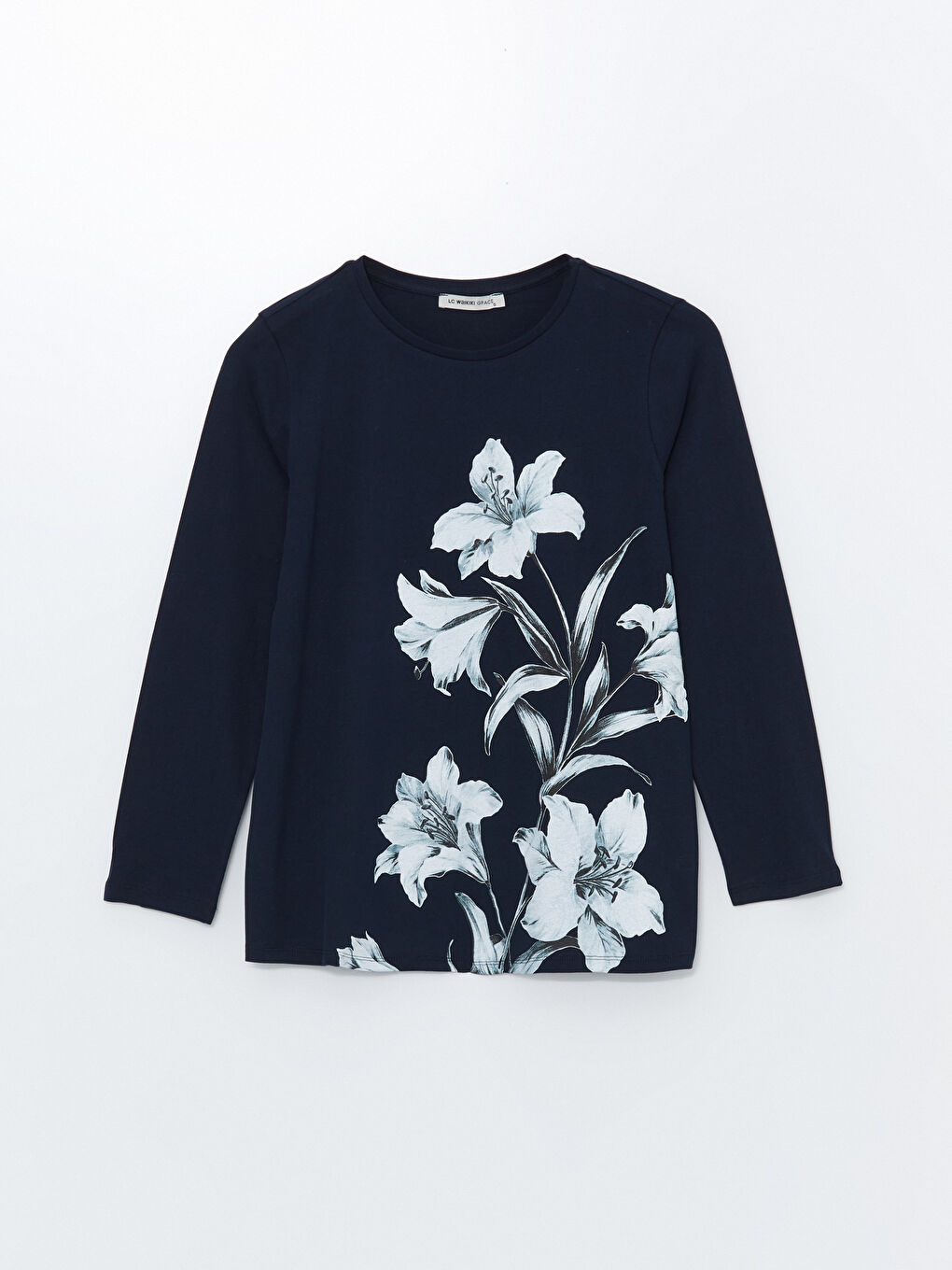 LCW Grace Crew Neck Floral Women's Blouse -W4GF66Z8-E1J