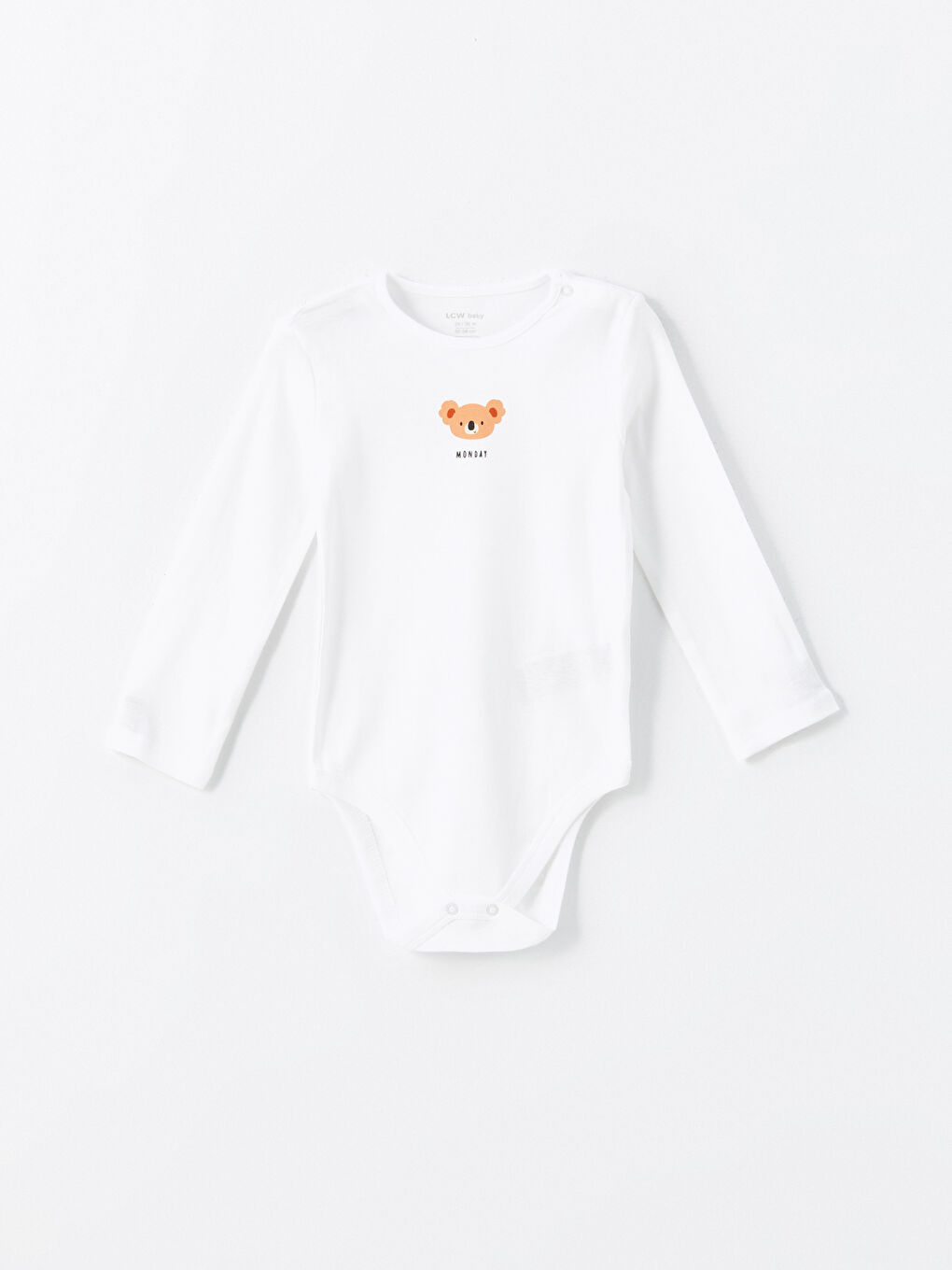 LCW baby Ekru Bisiklet Yaka Unisex Çıtçıtlı Body 7'li - 1