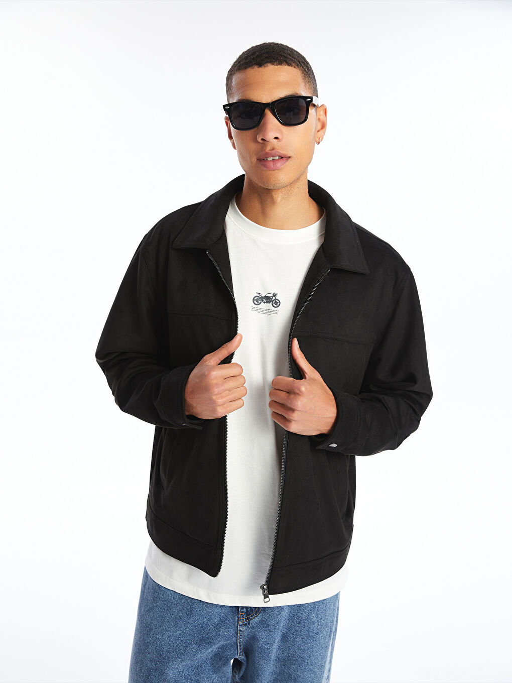 XSIDE Veste en Suède à Col de Chemise pour Hommes, Coupe Régulière -W4GG57Z8-CVL