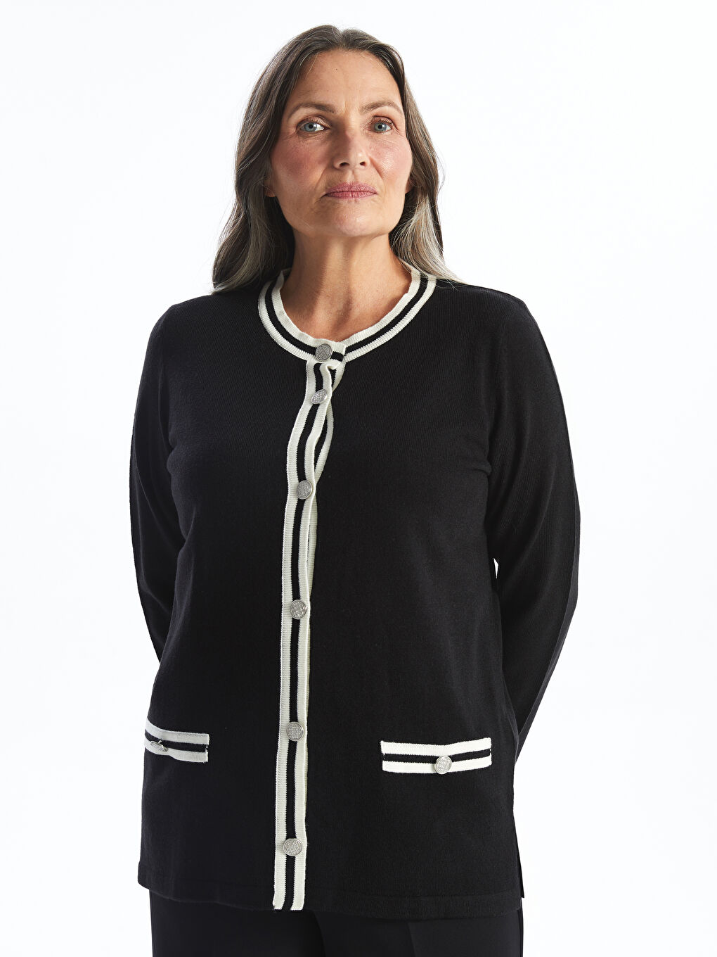 LCW Grace Crew Neck Women's Knitwear Cardigan -W4GG64Z8-CVL