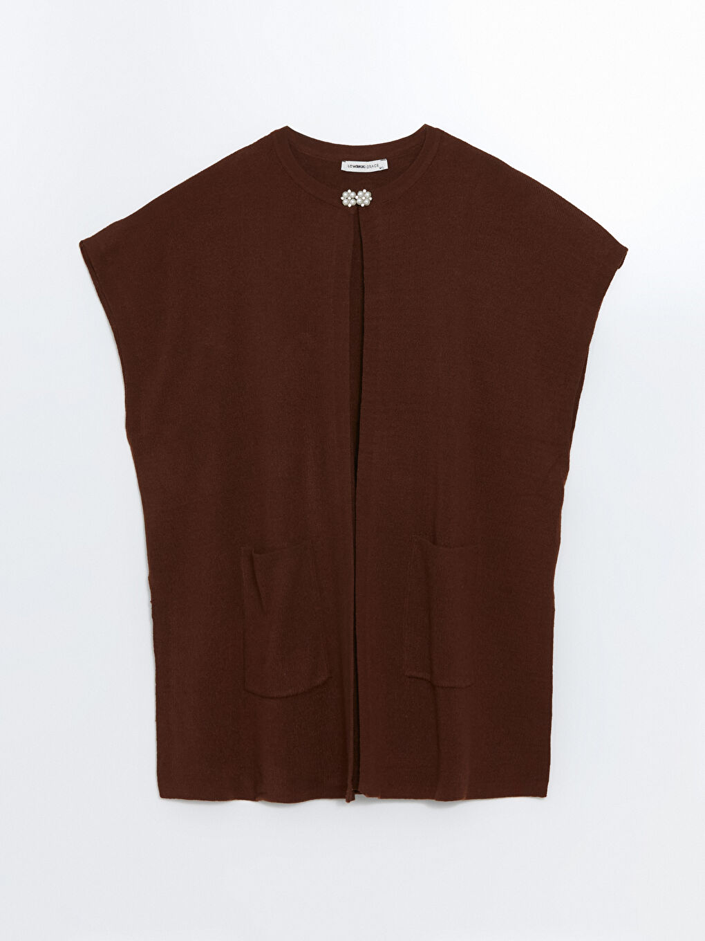 Women's Crew Neck Plain Knitwear Poncho -W4GG65Z8-VFP