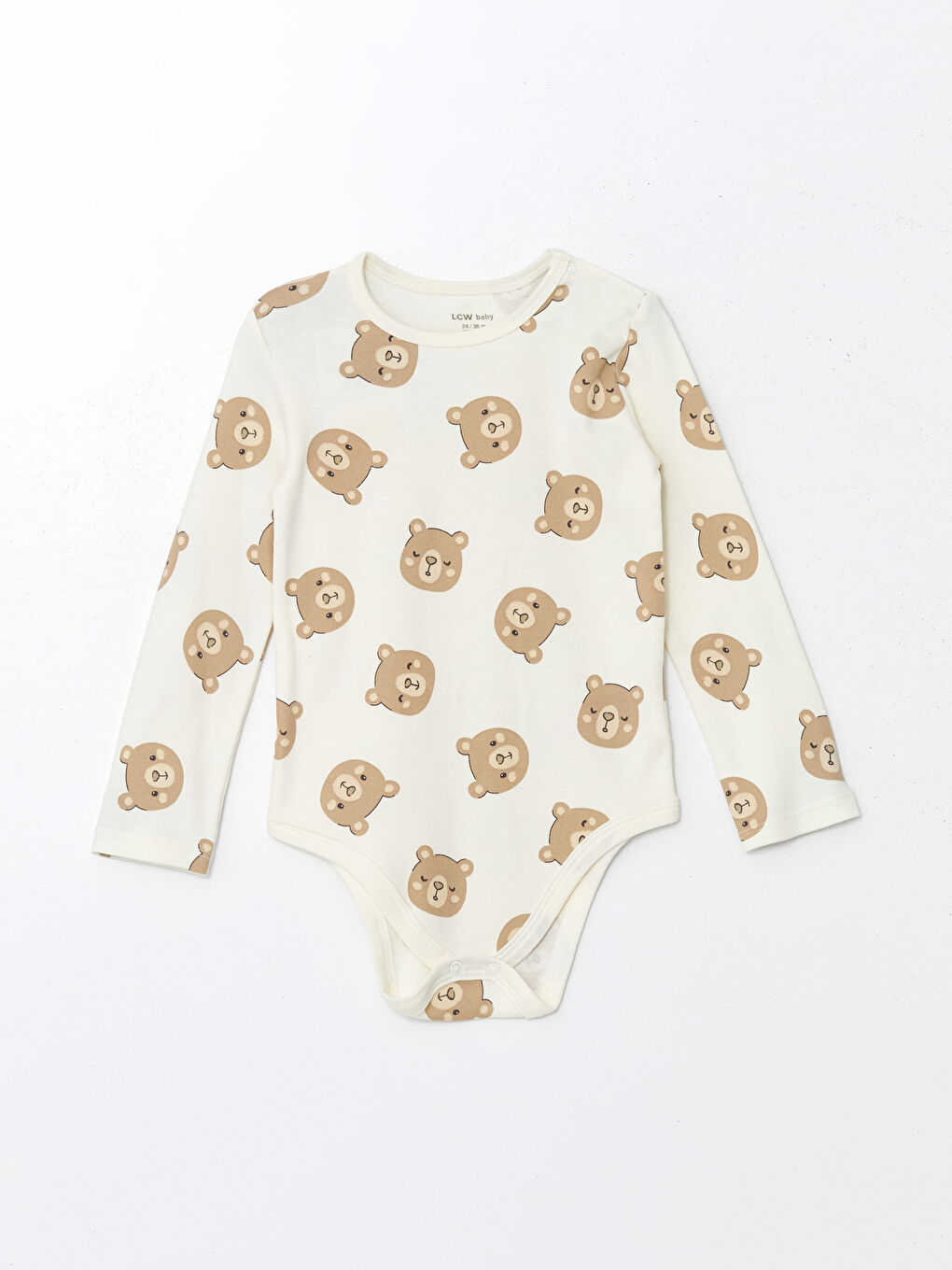 Ekru Bisiklet Yaka Baskılı Erkek Bebek Çıtçıtlı Body