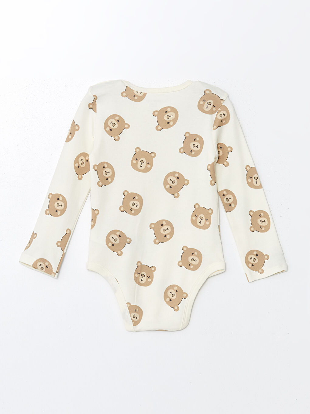 Ekru Bisiklet Yaka Baskılı Erkek Bebek Çıtçıtlı Body-1