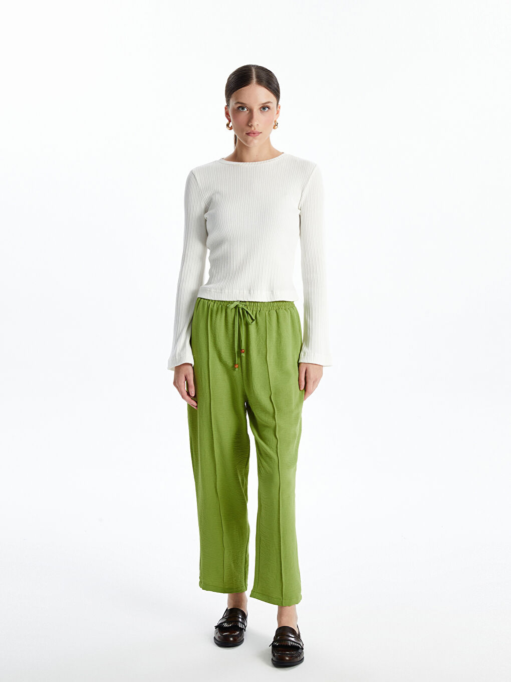 Elastic Waist Wide Leg Women's Trousers -W4GG93Z8-GDL
