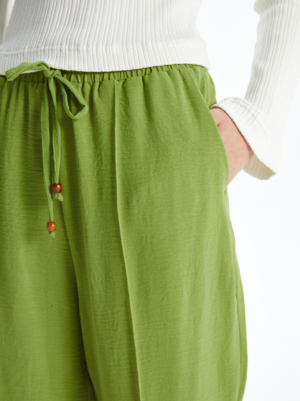 Elastic Waist Wide Leg Women's Trousers -W4GG93Z8-GDL