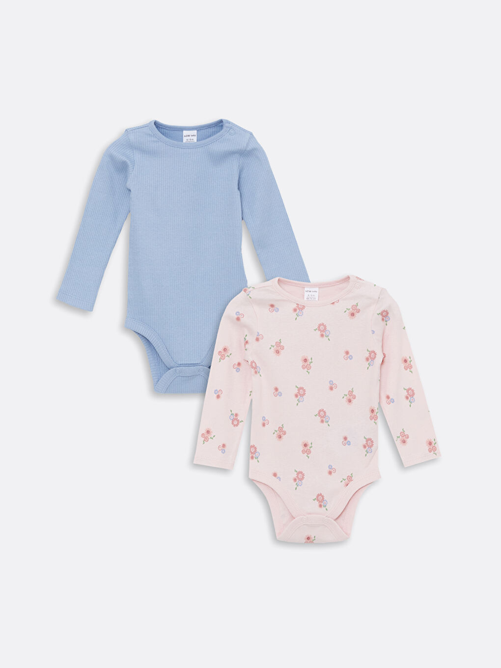 Crew Neck Baby Girl Snap Snap Bodysuit 2 Pack