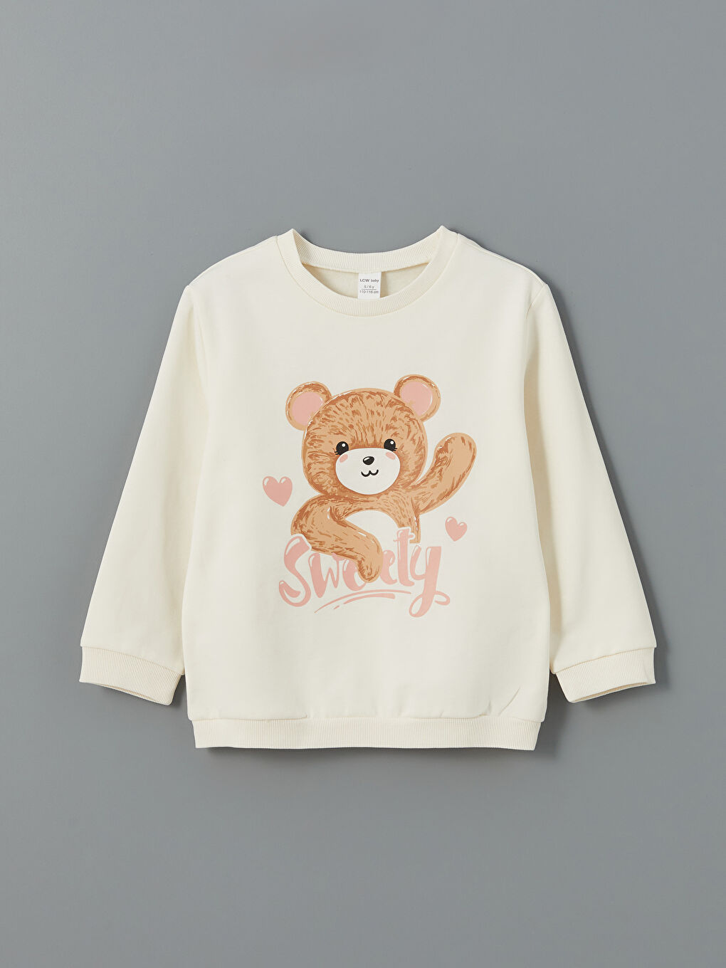 كنزة رياضية بطبعة برقبة دائرية وكم طويل للبنات الرضع - عبوتان-1