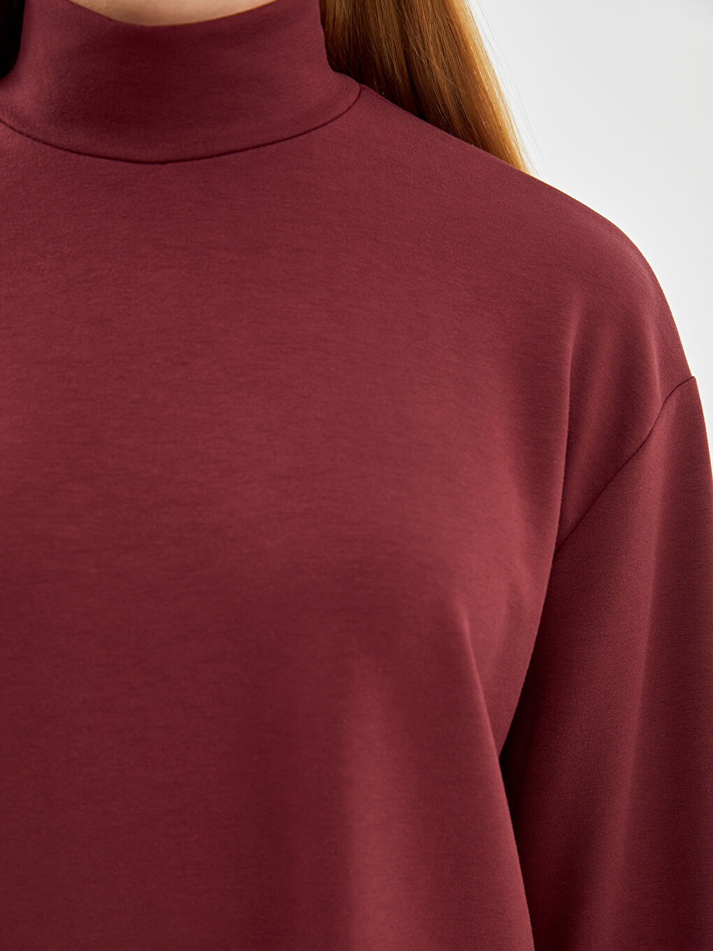 LCW Vision Bordo Dik Yaka Oversize Kadın Sweatshirt - 2