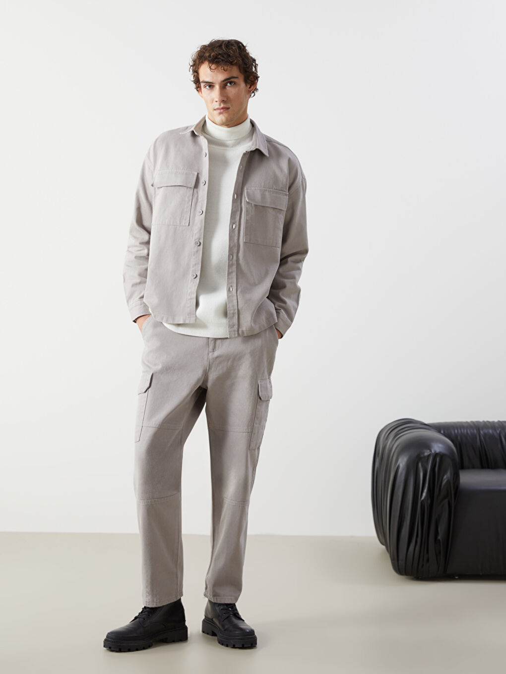 Comfortable Fit Gabardine Men's Cargo Pants -W4GJ61Z8-V1G