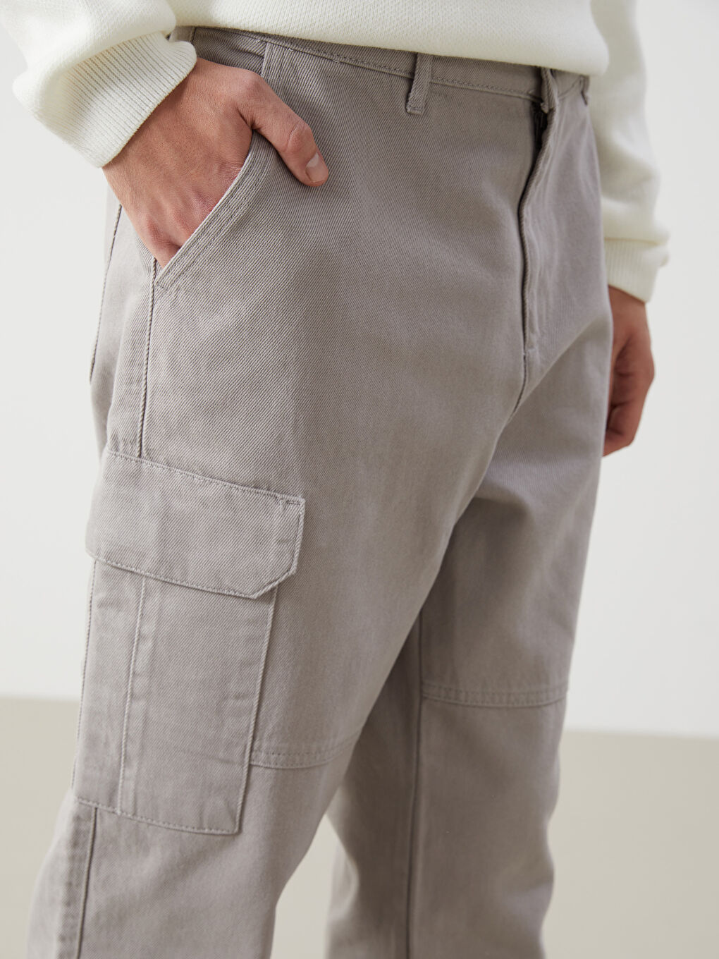Comfortable Fit Gabardine Men's Cargo Pants -W4GJ61Z8-V1G
