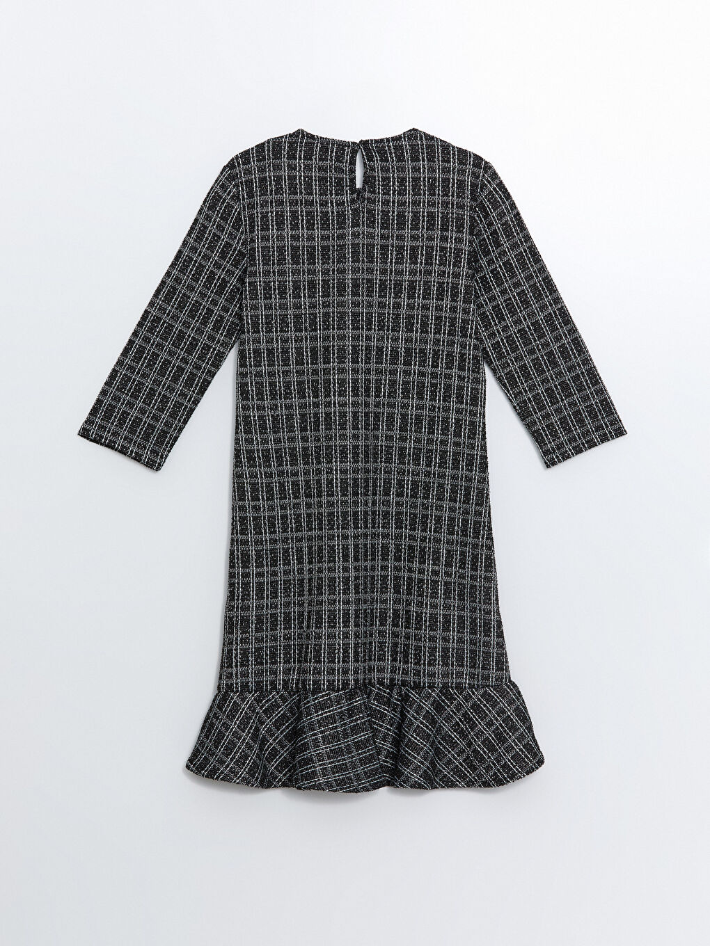 Crew Neck Plaid Women's Tweed Dress-5