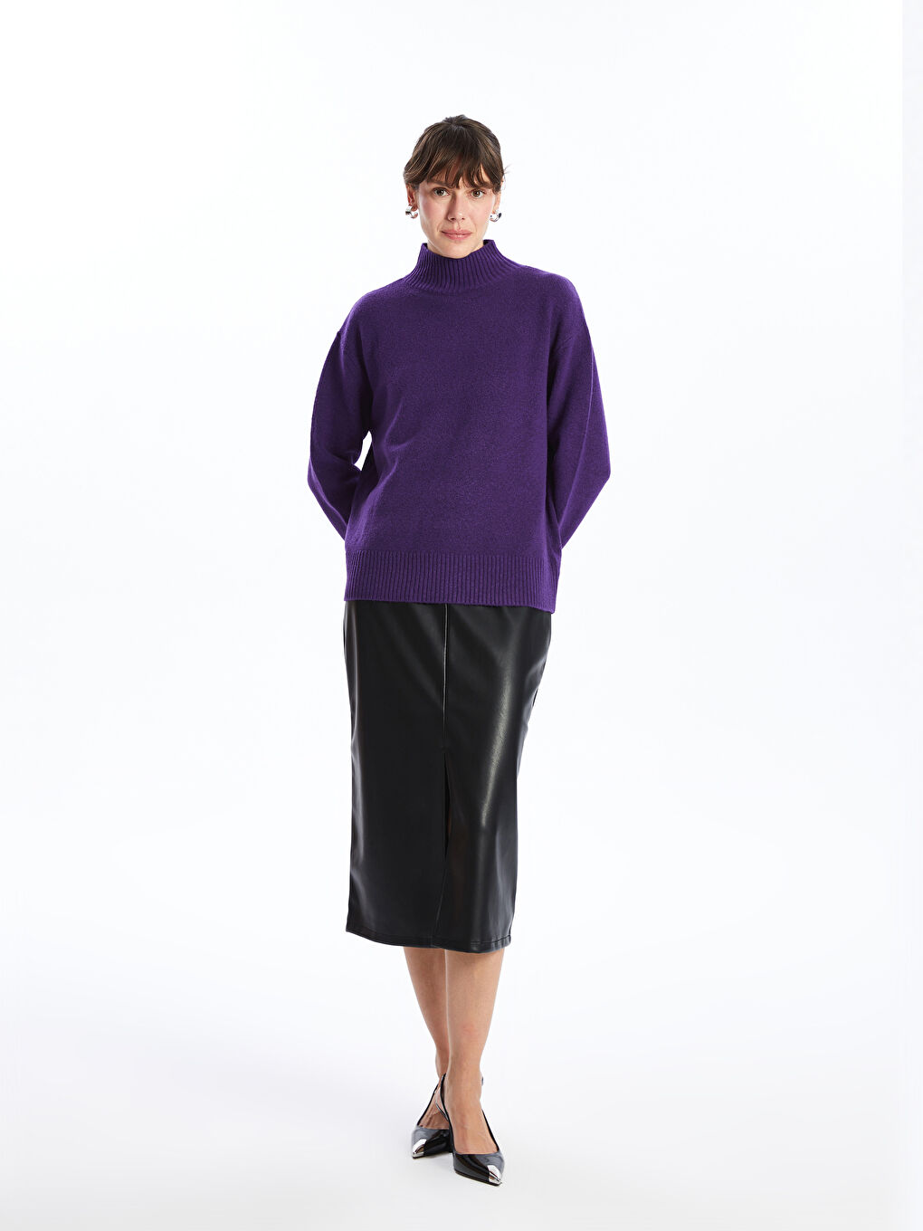 LCWAIKIKI Classic Zippered Waist Faux Leather Women's Skirt -W4GJ86Z8-CVL