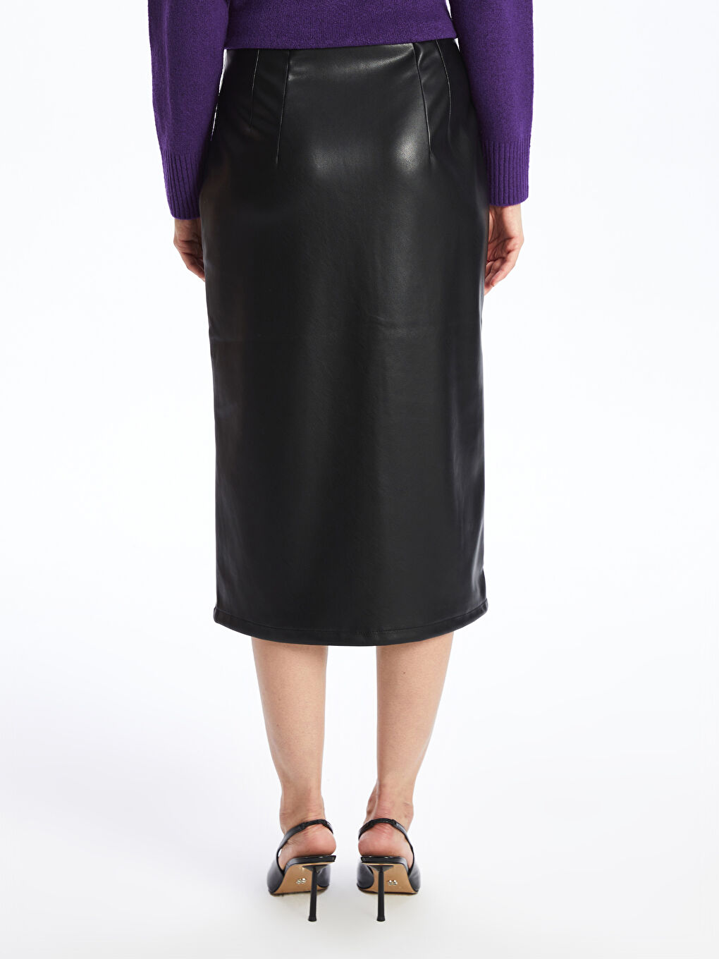 LCWAIKIKI Classic Zippered Waist Faux Leather Women's Skirt -W4GJ86Z8-CVL