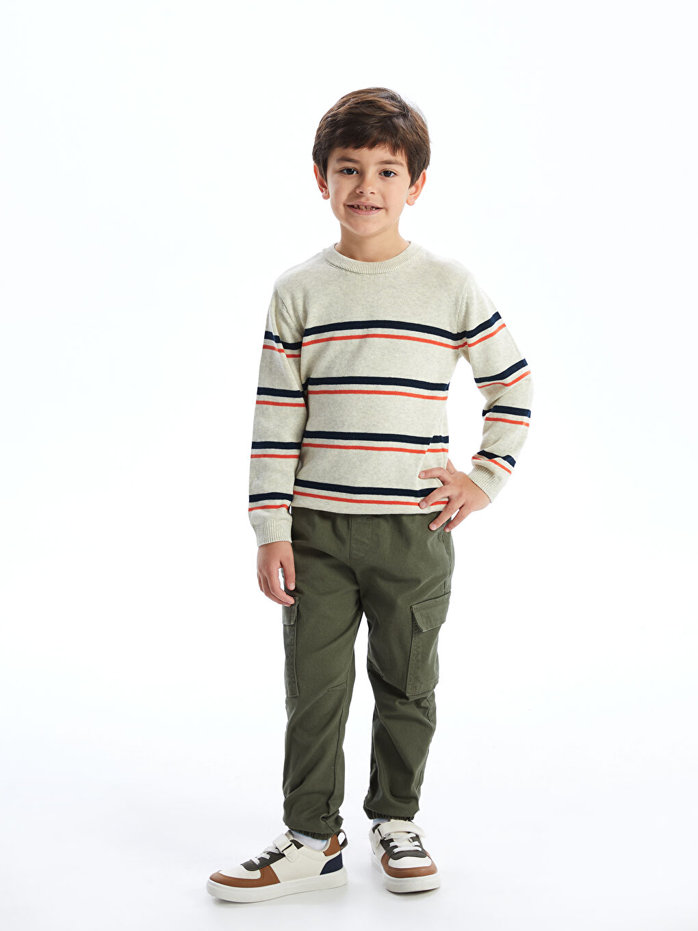 LCW Kids Ekru Bisiklet Yaka Erkek Bebek Triko Kazak - 1