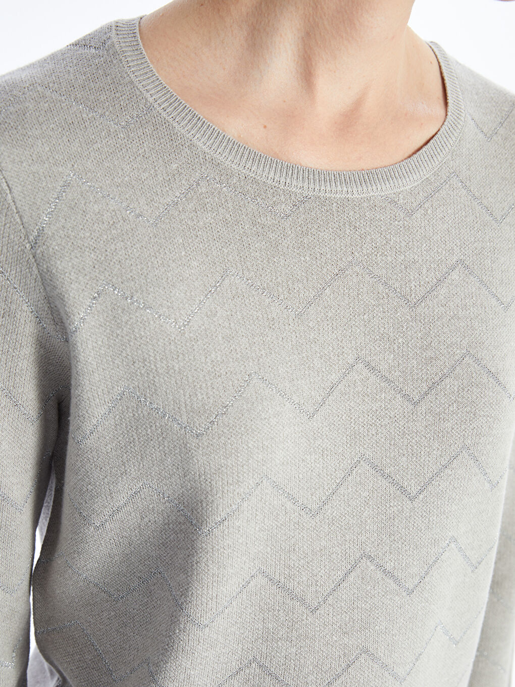 LCW Grace Crew Neck Patterned Women's Knitwear Sweater -W4GK13Z8-S4F