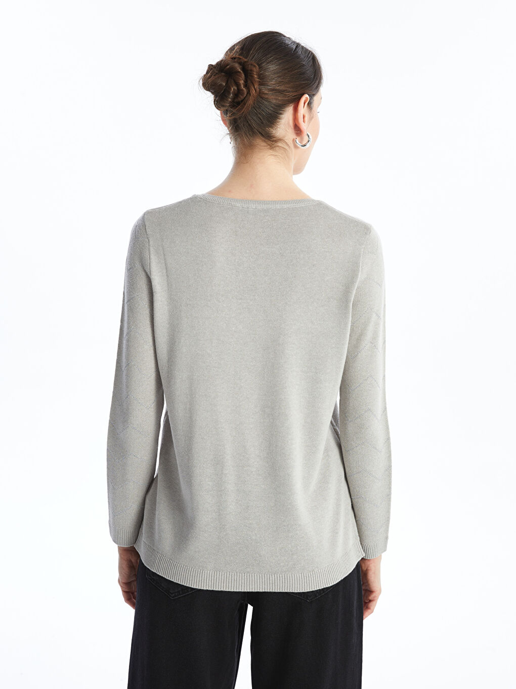 LCW Grace Crew Neck Patterned Women's Knitwear Sweater -W4GK13Z8-S4F