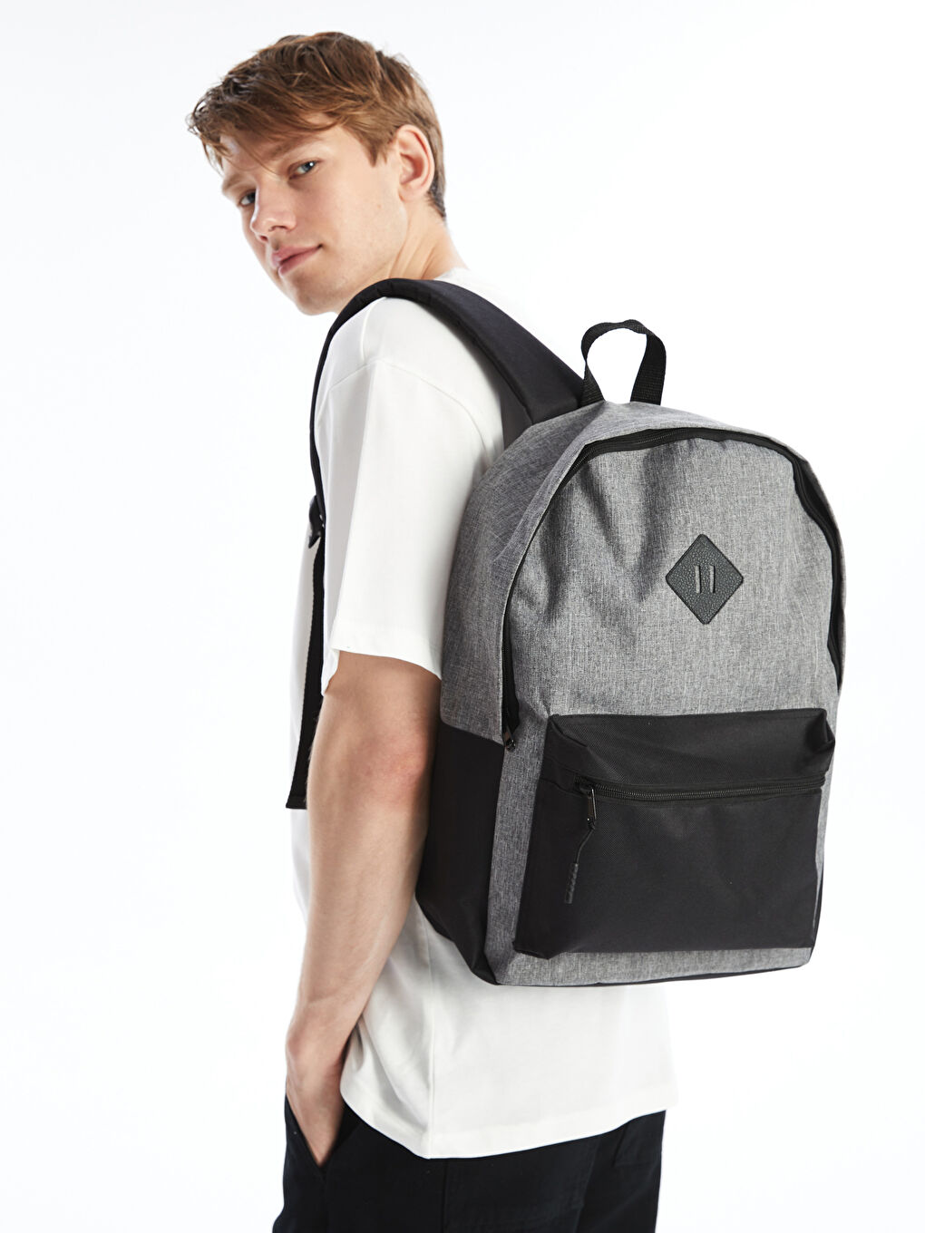 Plain Zippered Men's Backpack