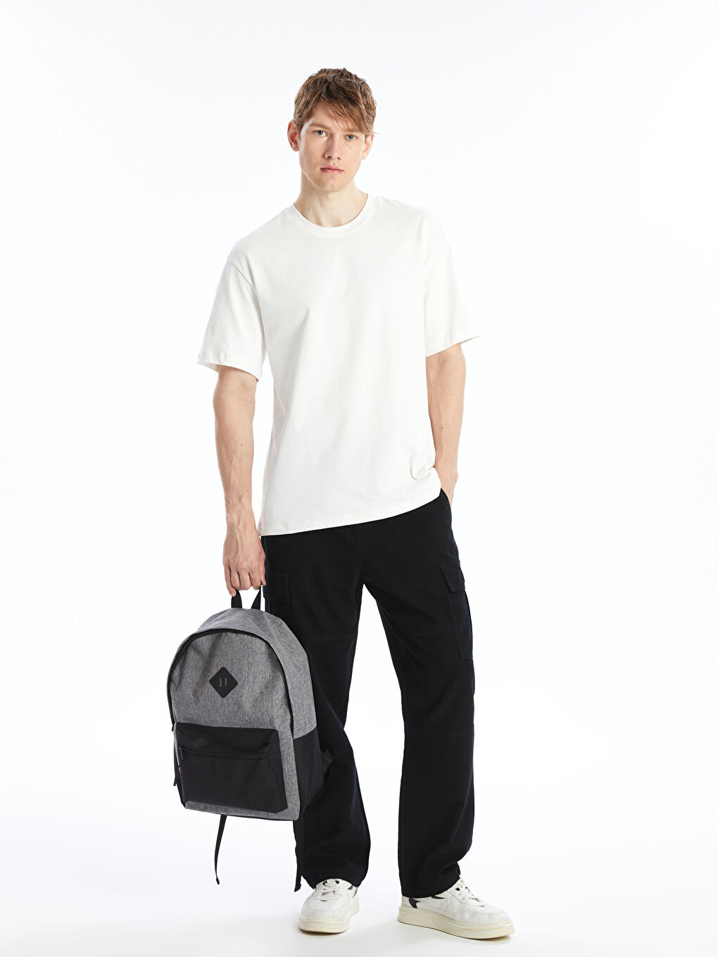 Plain Zippered Men's Backpack-1