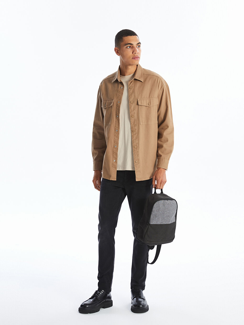 Plain Zippered Men's Backpack-1