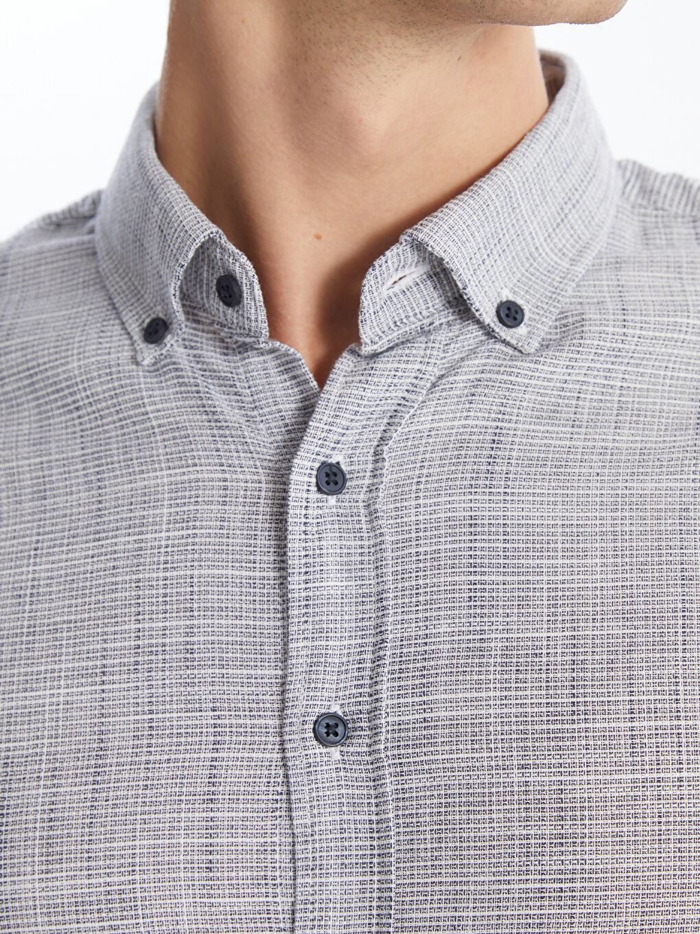 Regular Fit Long Sleeve Dobby Fabric Men's Shirt-2