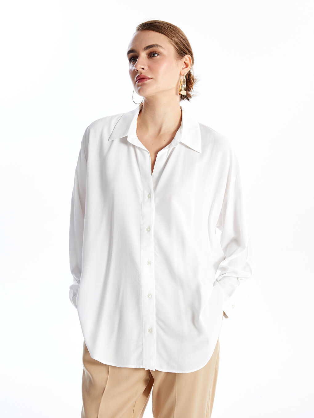 قميص بوبلين أوفراسايز للسيدات