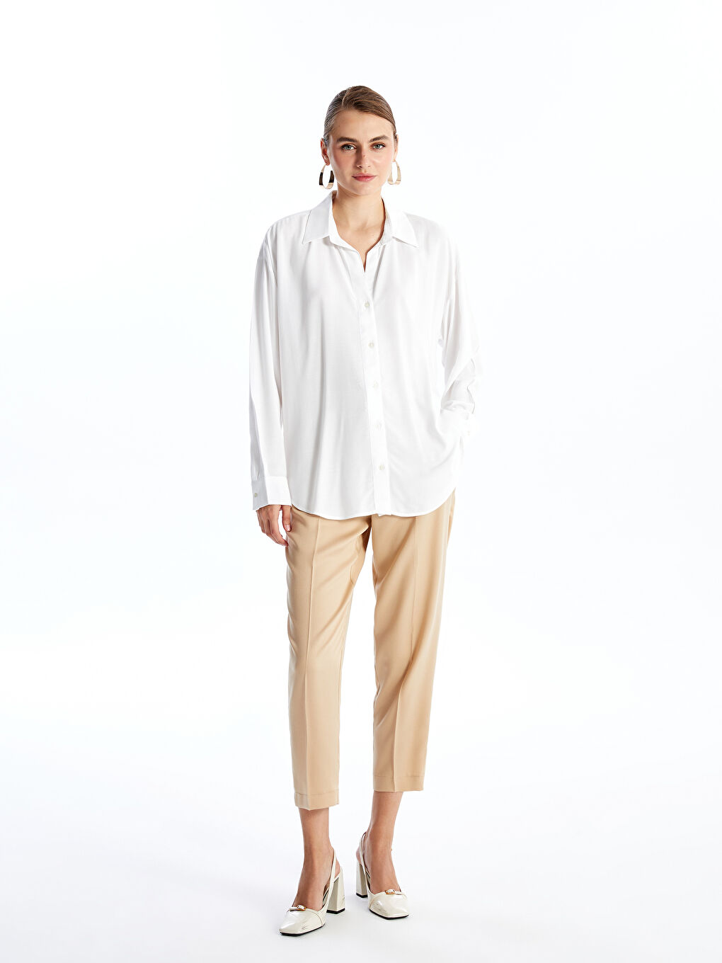 قميص بوبلين أوفراسايز للسيدات-1