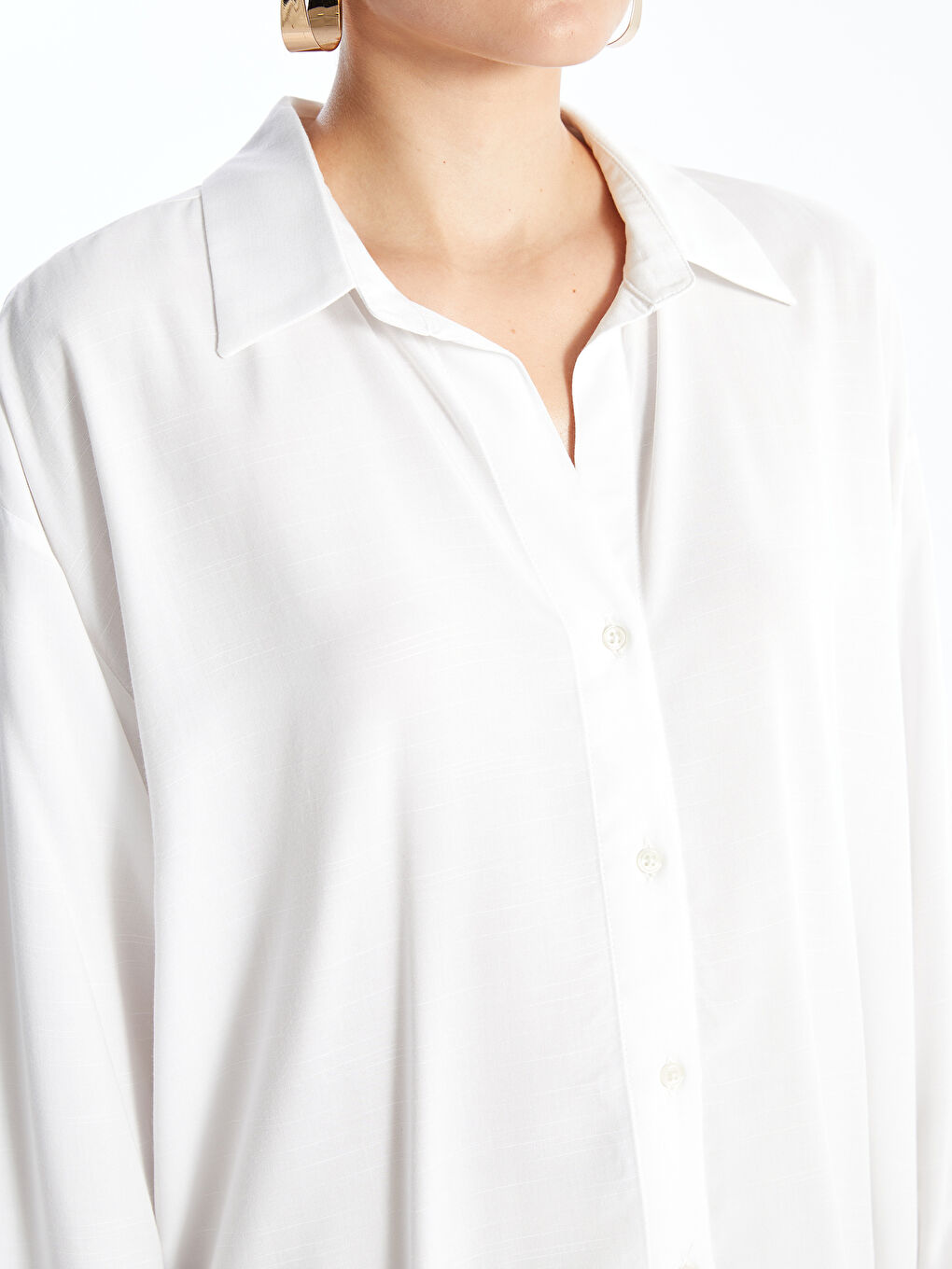 قميص بوبلين أوفراسايز للسيدات-2