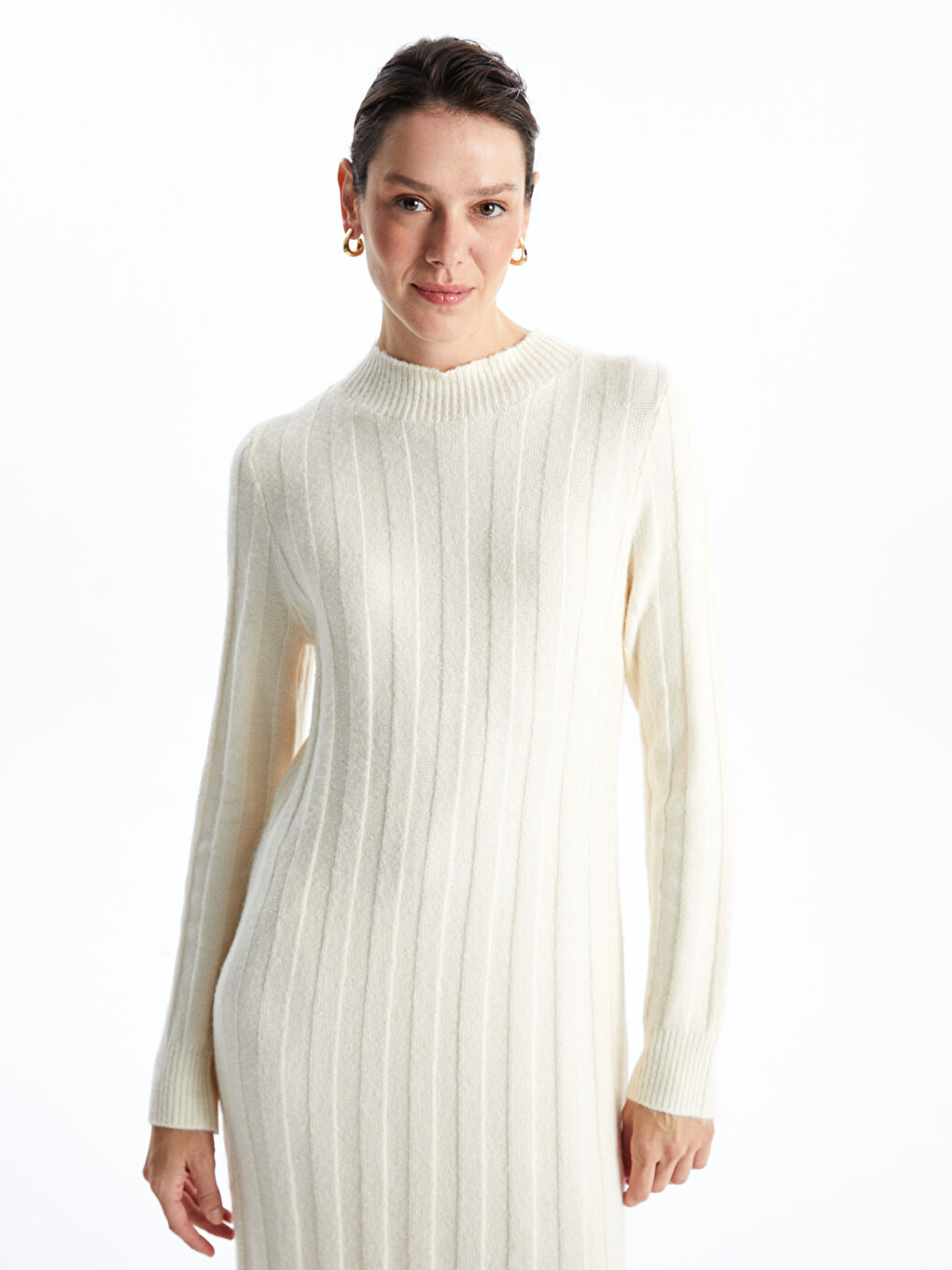 LCWAIKIKI Classic Crew Neck Plain Long Sleeve Women's Knitwear Dress -W4GK67Z8-R9J