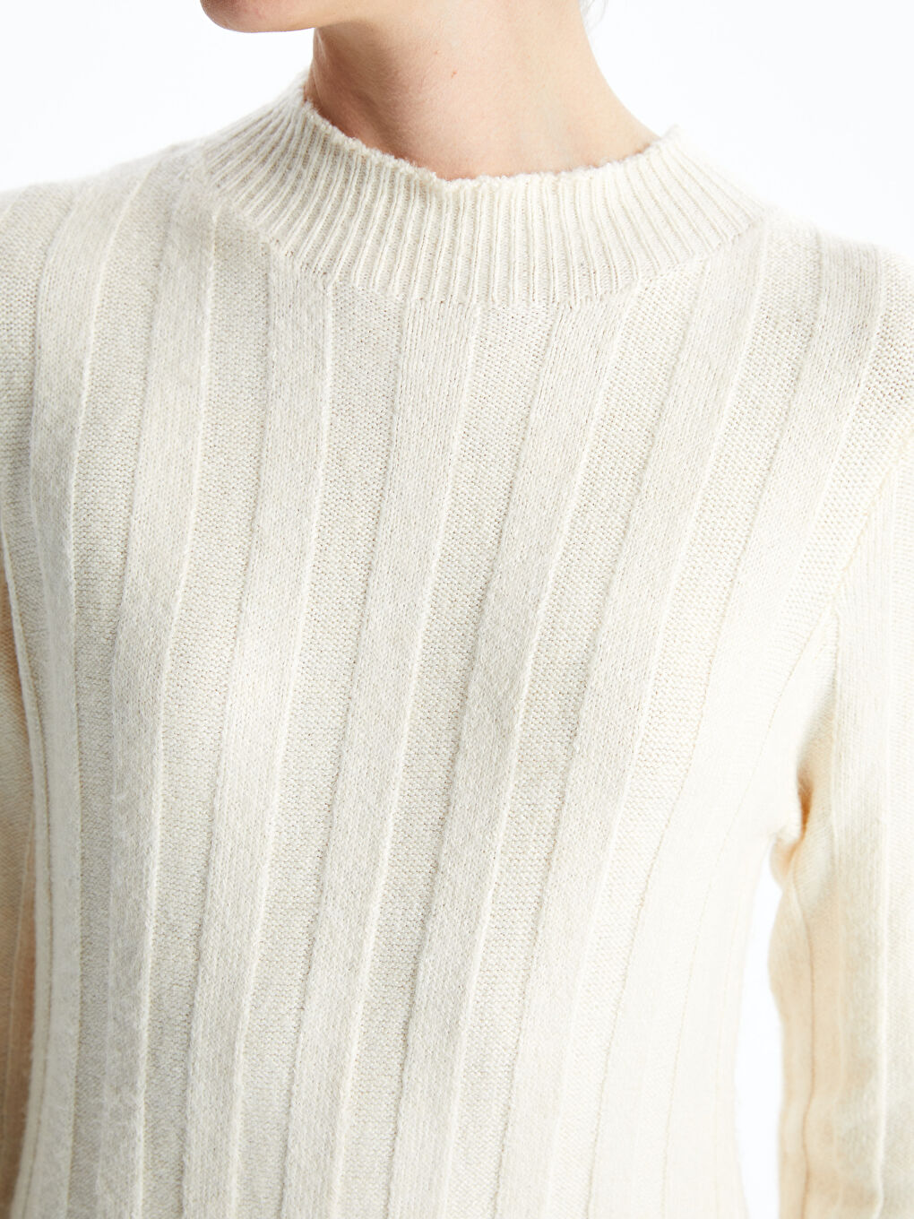 LCWAIKIKI Classic Crew Neck Plain Long Sleeve Women's Knitwear Dress -W4GK67Z8-R9J