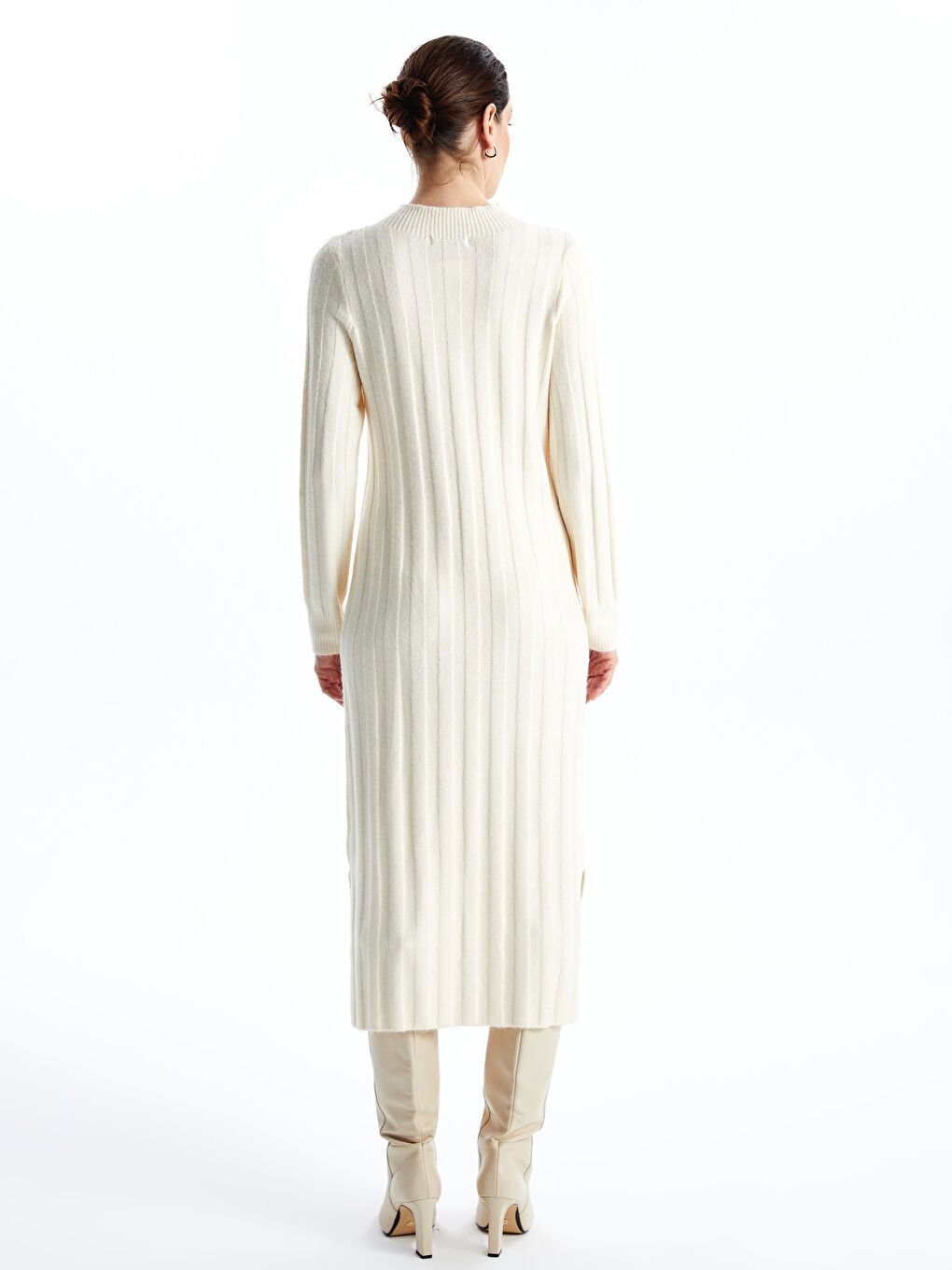 LCWAIKIKI Classic Crew Neck Plain Long Sleeve Women's Knitwear Dress -W4GK67Z8-R9J
