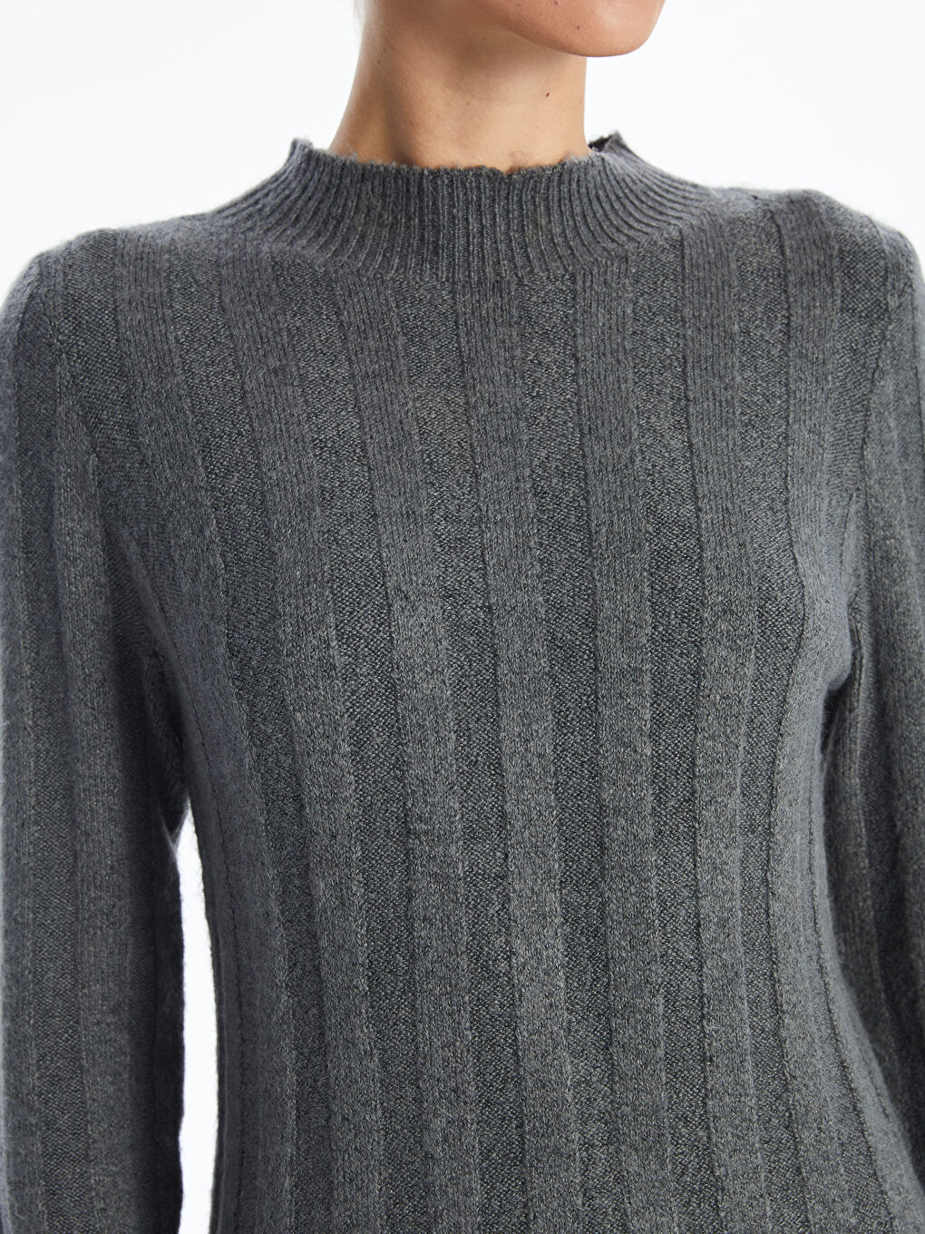LCWAIKIKI Classic Crew Neck Plain Long Sleeve Women's Knitwear Dress -W4GK67Z8-L8N