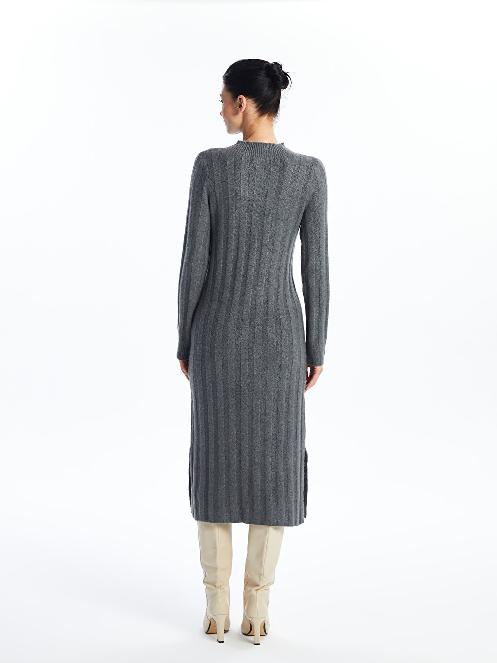 LCWAIKIKI Classic Crew Neck Plain Long Sleeve Women's Knitwear Dress -W4GK67Z8-L8N