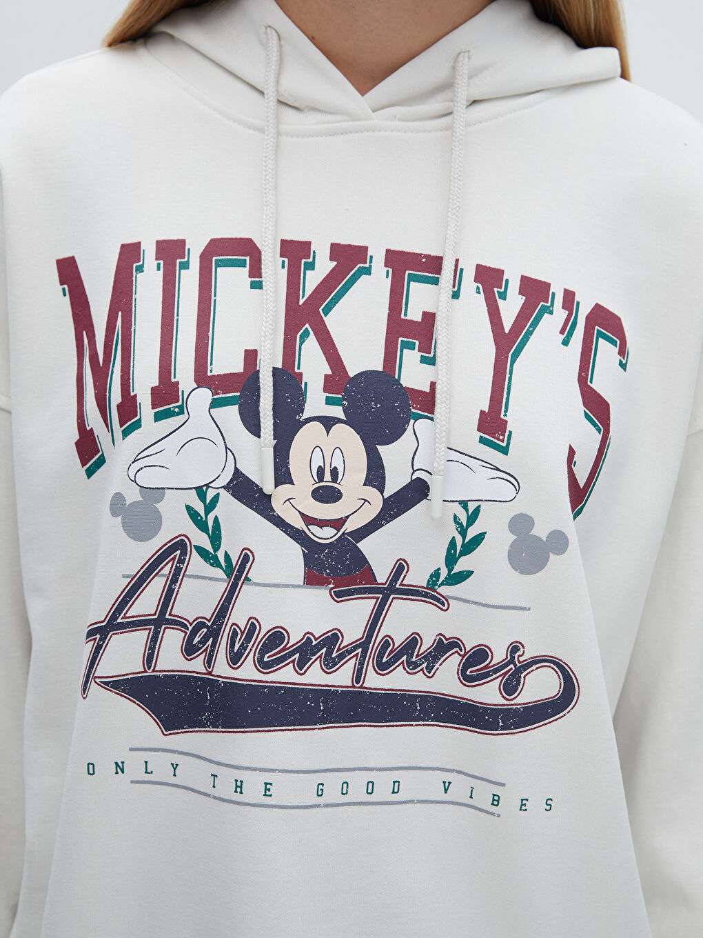 LCW Vision Açık Gri Mickey Mouse Baskılı Oversize Kadın Hoodie - 2