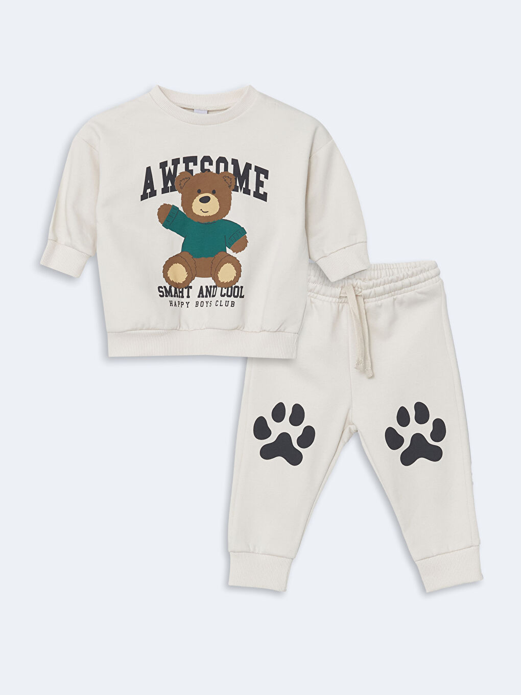 Crew Neck Printed Boy's Sweatshirt and Tracksuit Bottom 2-Pack